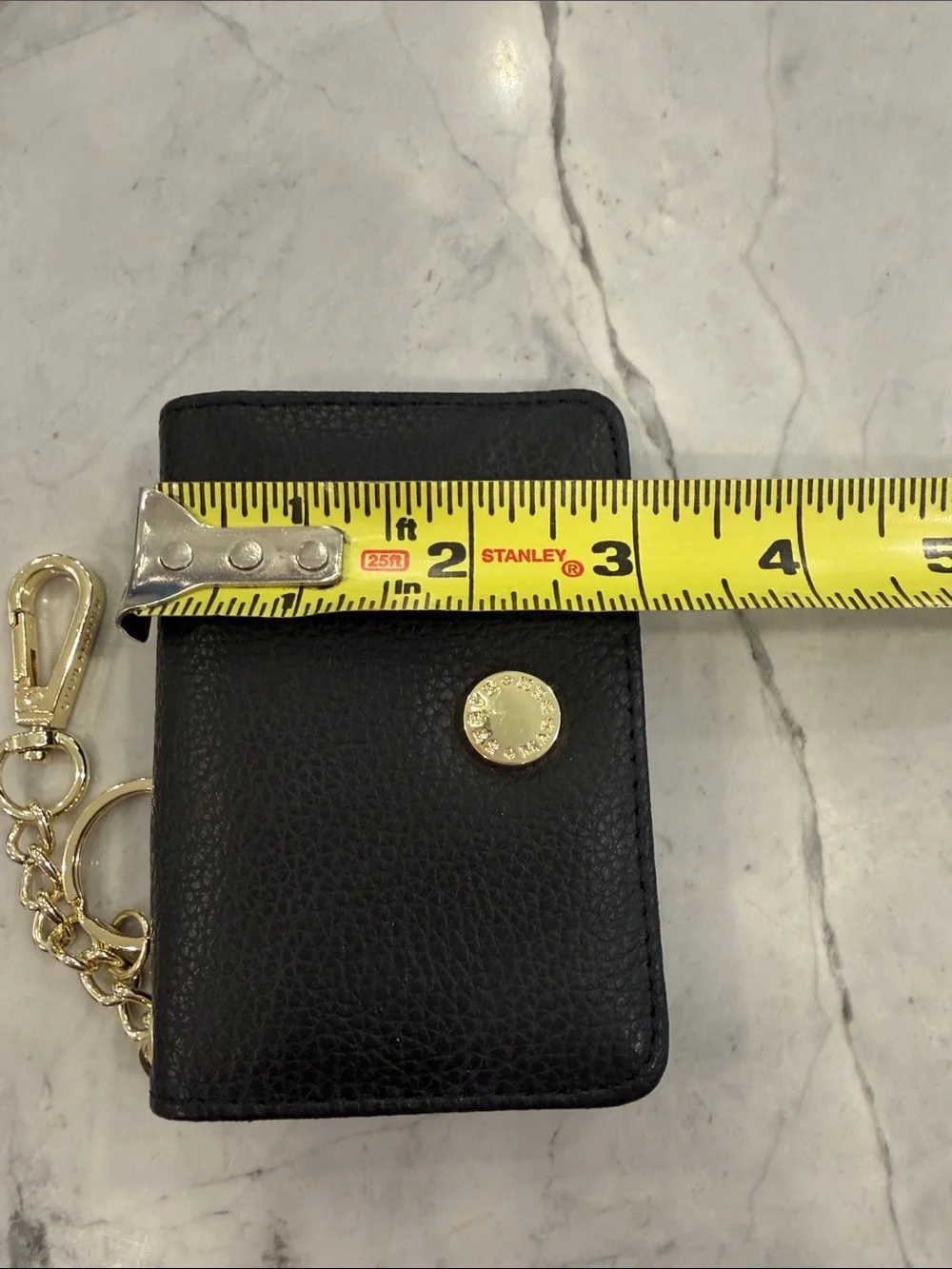 Steve Madden Black Faux Leather Keychain Card Holder Wallet